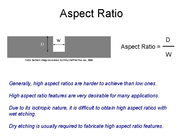 Aspect Ratio D Aspect Ratio = W Public Domain: Image Generated by CNEU Staff