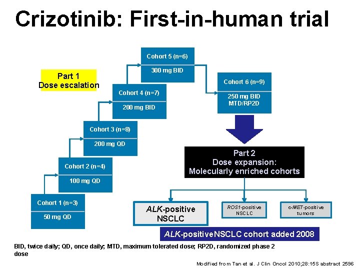 Crizotinib: First-in-human trial Cohort 5 (n=6) Part 1 Dose escalation 300 mg BID Cohort