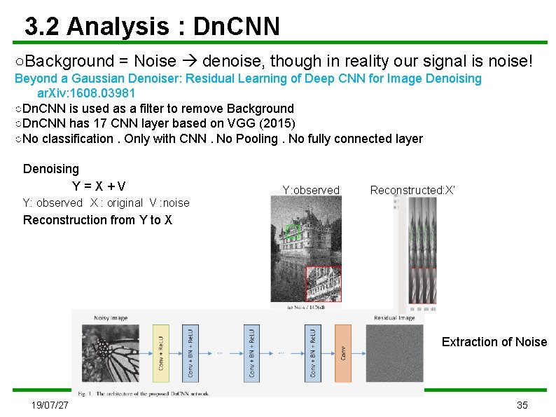 3. 2 Analysis : Dn. CNN ○Background = Noise denoise, though in reality our