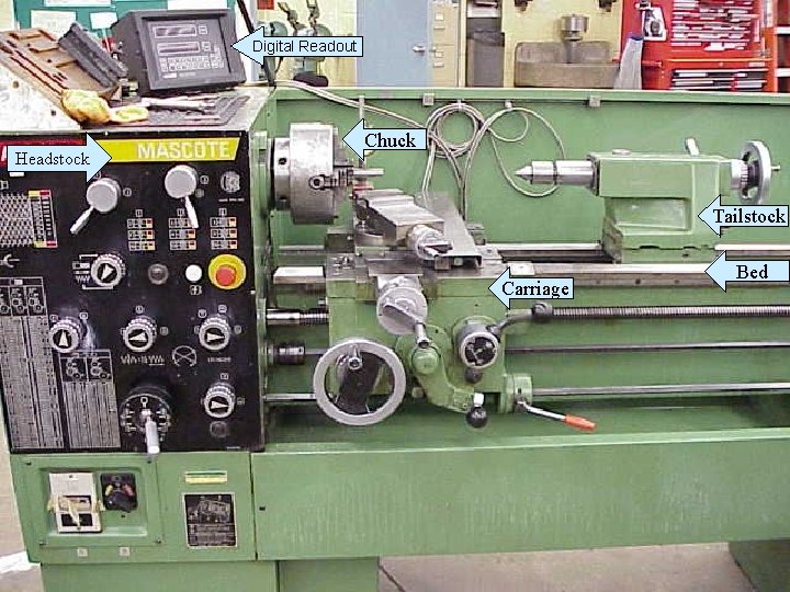 Digital Readout Headstock Chuck Tailstock Carriage Bed 