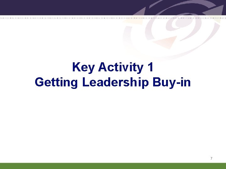 Key Activity 1 Getting Leadership Buy-in 7 