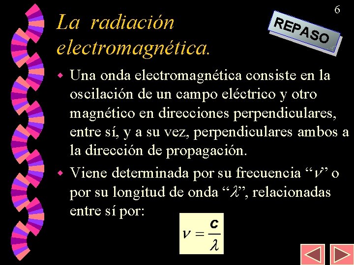 La radiación electromagnética. REP 6 ASO Una onda electromagnética consiste en la oscilación de