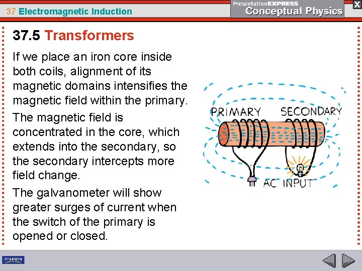 37 Electromagnetic Induction 37. 5 Transformers If we place an iron core inside both