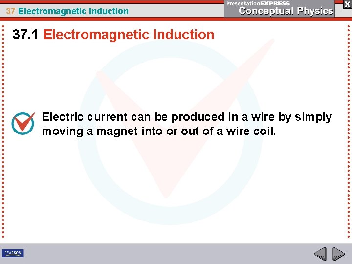 37 Electromagnetic Induction 37. 1 Electromagnetic Induction Electric current can be produced in a