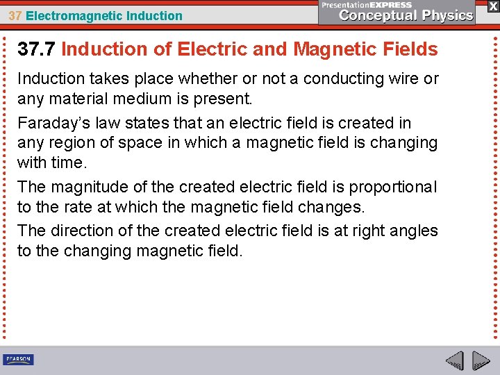 37 Electromagnetic Induction 37. 7 Induction of Electric and Magnetic Fields Induction takes place