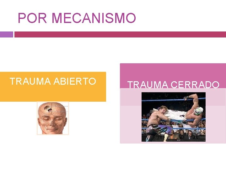 POR MECANISMO TRAUMA ABIERTO TRAUMA CERRADO 