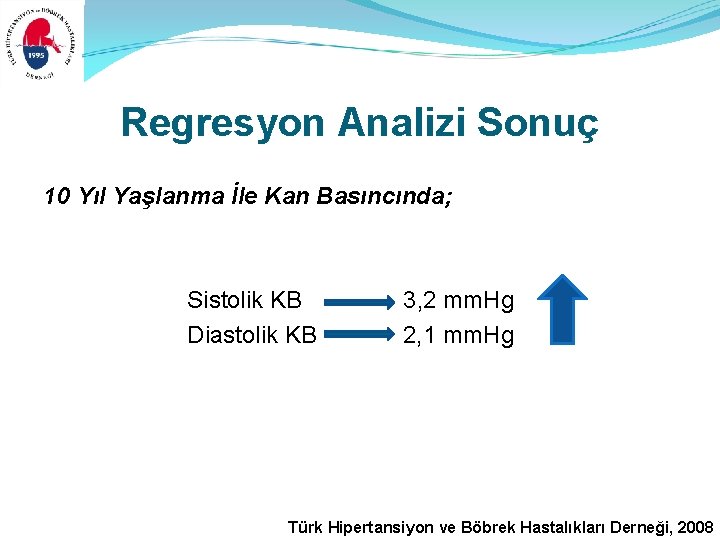 Regresyon Analizi Sonuç 10 Yıl Yaşlanma İle Kan Basıncında; Sistolik KB Diastolik KB 3,