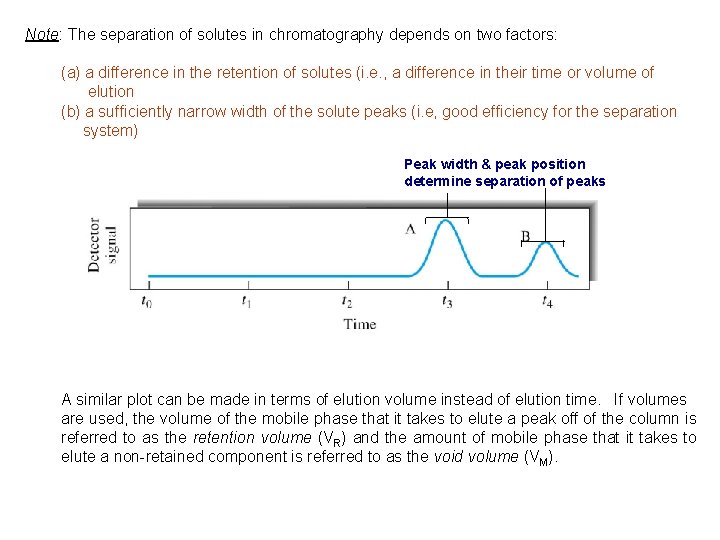 Note: The separation of solutes in chromatography depends on two factors: (a) a difference