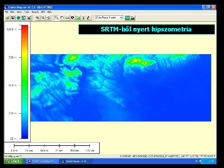 SRTM-ből nyert hipszometria 