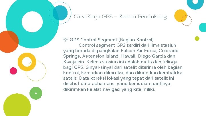 Cara Kerja GPS – Sistem Pendukung ◎ GPS Control Segment (Bagian Kontrol) Control segment