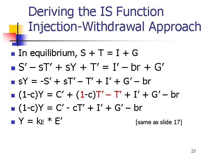 Islm Model Is Function 1 Outline N N