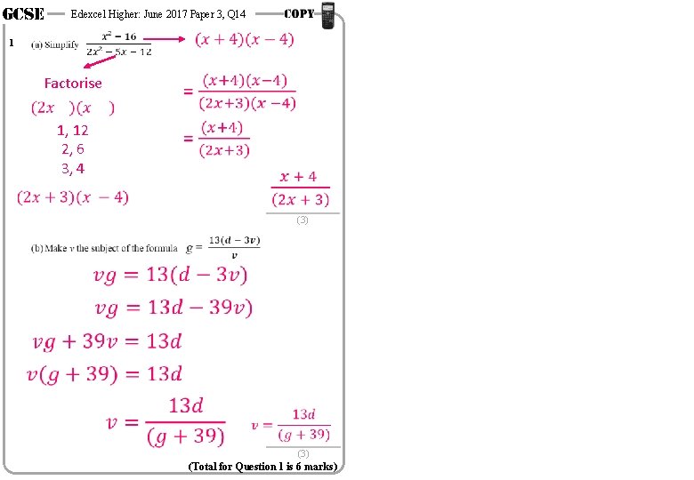 Quadratic Factorisation With Coefficients Higher Gcse Questions These