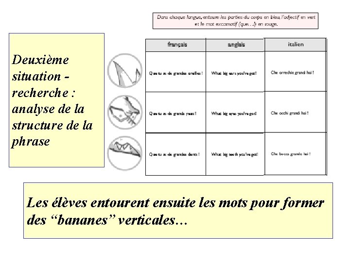 Deuxième situation - recherche : analyse de la structure de la phrase Les élèves