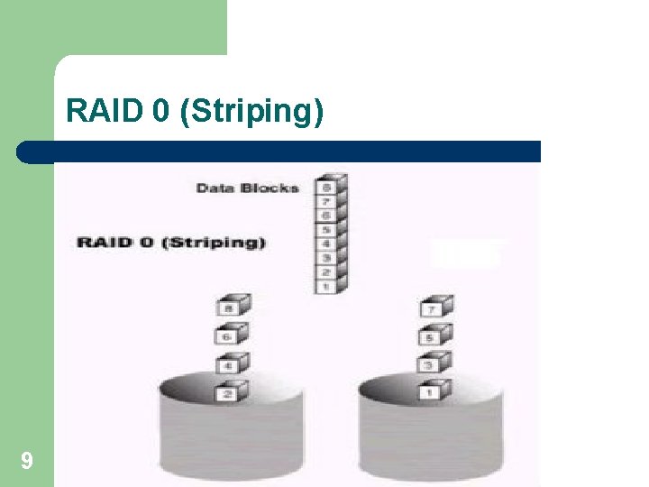 RAID 0 (Striping) 9 