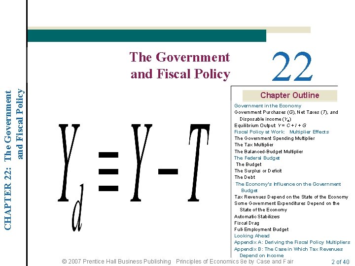 CHAPTER 22: The Government and Fiscal Policy 22 Chapter Outline Government in the Economy