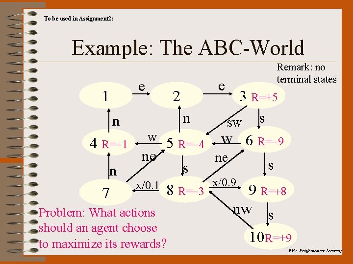To be used in Assignment 2: Example: The ABC-World e 1 4 R=-1 n
