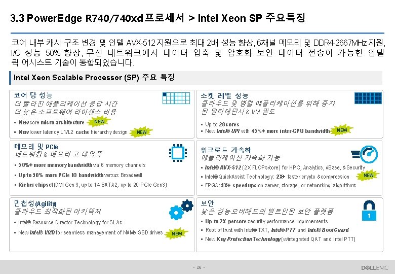 3. 3 Power. Edge R 740/740 xd 프로세서 > Intel Xeon SP 주요특징 코어