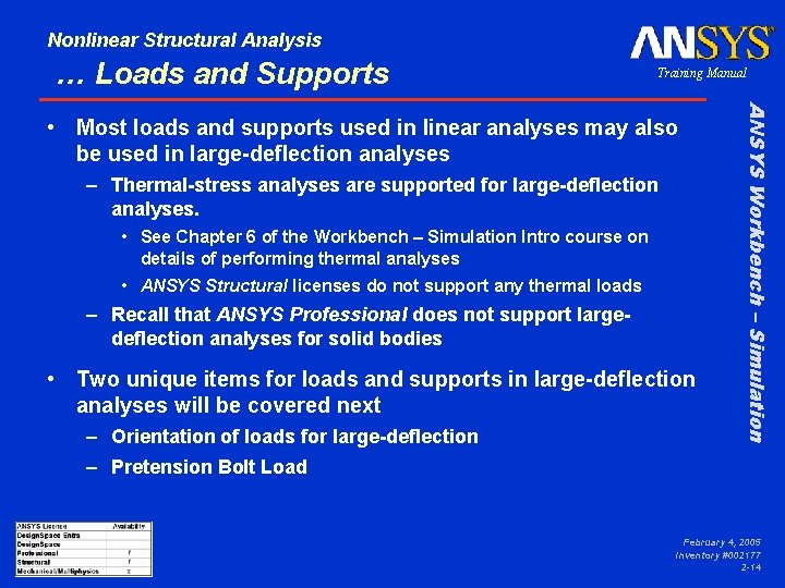 Nonlinear Structural Analysis … Loads and Supports Training Manual – Thermal-stress analyses are supported