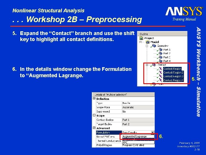 Nonlinear Structural Analysis . . . Workshop 2 B – Preprocessing Training Manual ANSYS