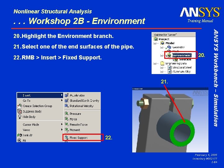 Nonlinear Structural Analysis . . . Workshop 2 B - Environment Training Manual 21.