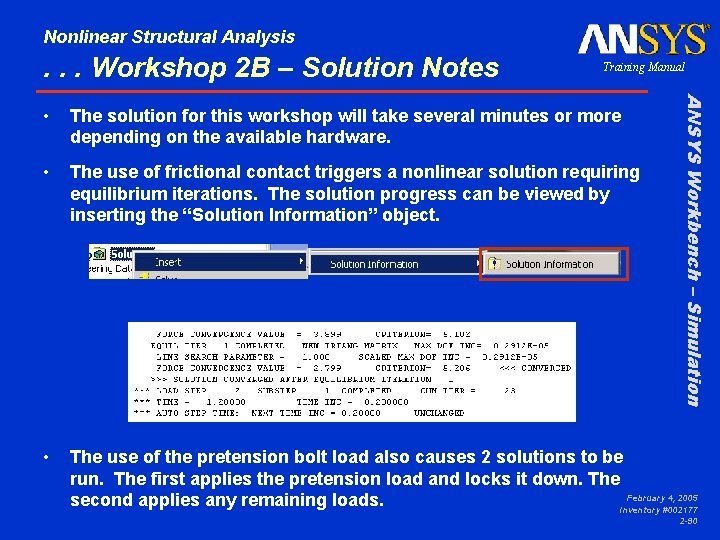 Nonlinear Structural Analysis . . . Workshop 2 B – Solution Notes Training Manual