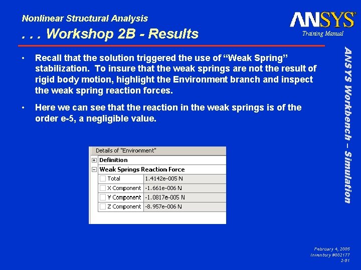 Nonlinear Structural Analysis . . . Workshop 2 B - Results Training Manual Recall