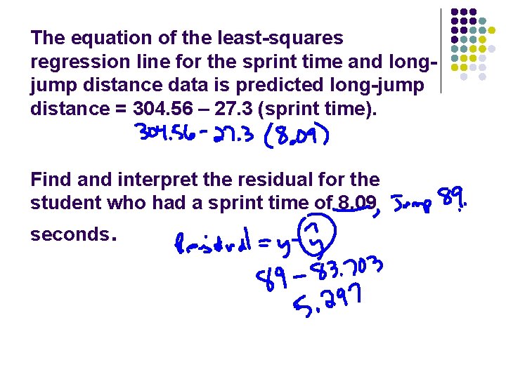 The equation of the least-squares regression line for the sprint time and longjump distance