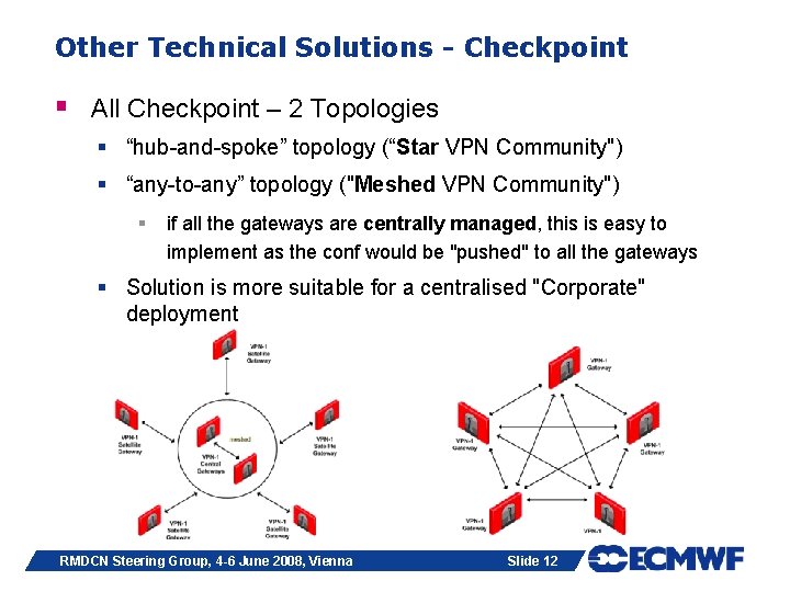 Other Technical Solutions - Checkpoint § All Checkpoint – 2 Topologies § “hub-and-spoke” topology