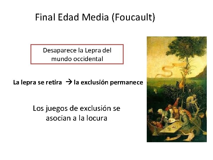 Final Edad Media (Foucault) Desaparece la Lepra del mundo occidental La lepra se retira