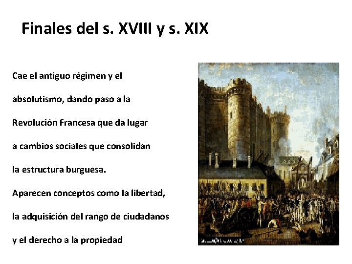 Finales del s. XVIII y s. XIX Cae el antiguo régimen y el absolutismo,