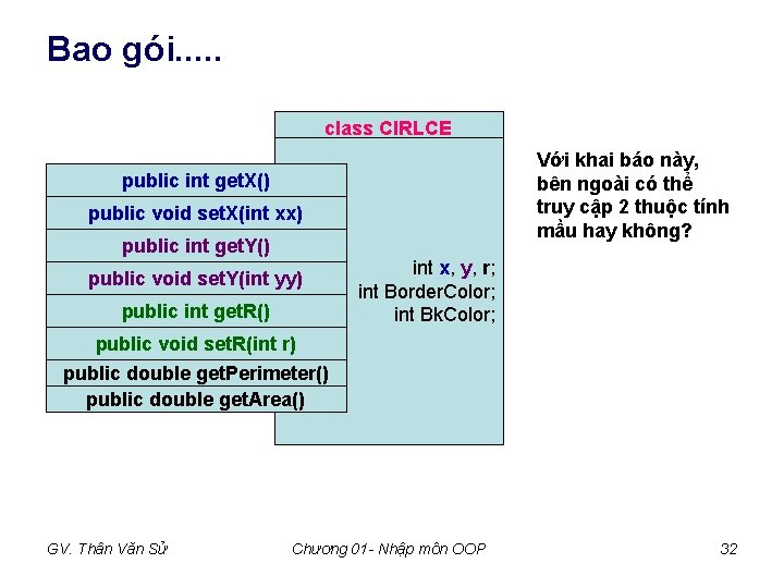 Bao gói. . . class CIRLCE Với khai báo này, bên ngoài có thể Bao gói. . . class CIRLCE Với khai báo này, bên ngoài có thể