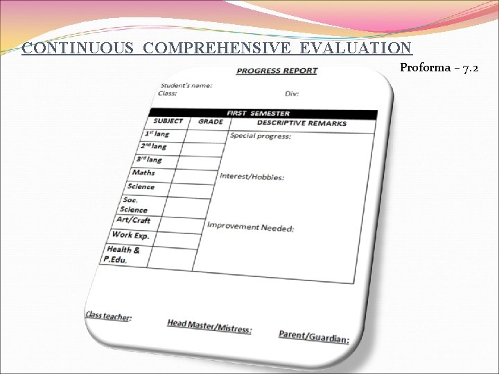 CONTINUOUS COMPREHENSIVE EVALUATION Proforma – 7. 2 