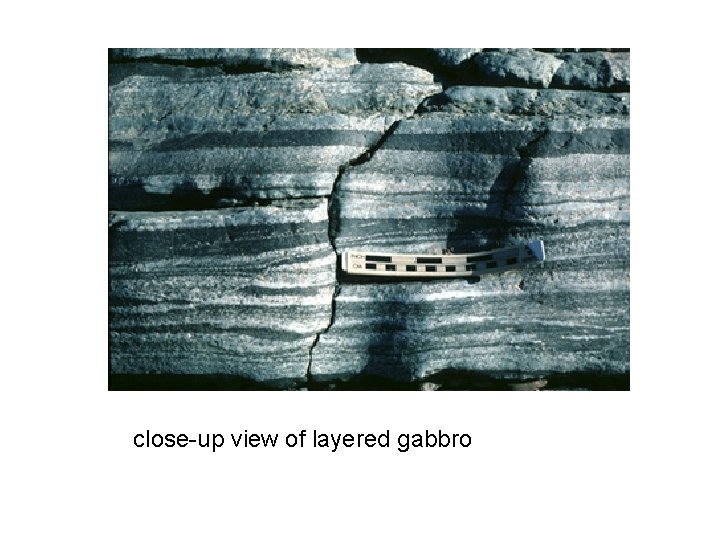 close-up view of layered gabbro 