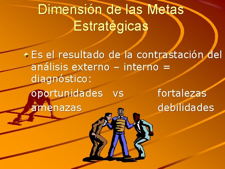 Dimensión de las Metas Estratégicas Es el resultado de la contrastación del análisis externo