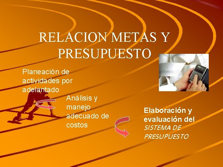 RELACION METAS Y PRESUPUESTO Planeación de actividades por adelantado Análisis y manejo adecuado de
