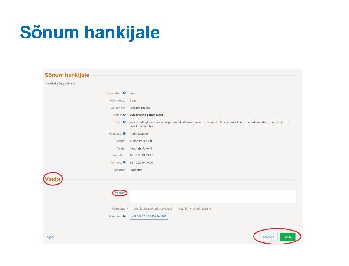 Sõnum hankijale 