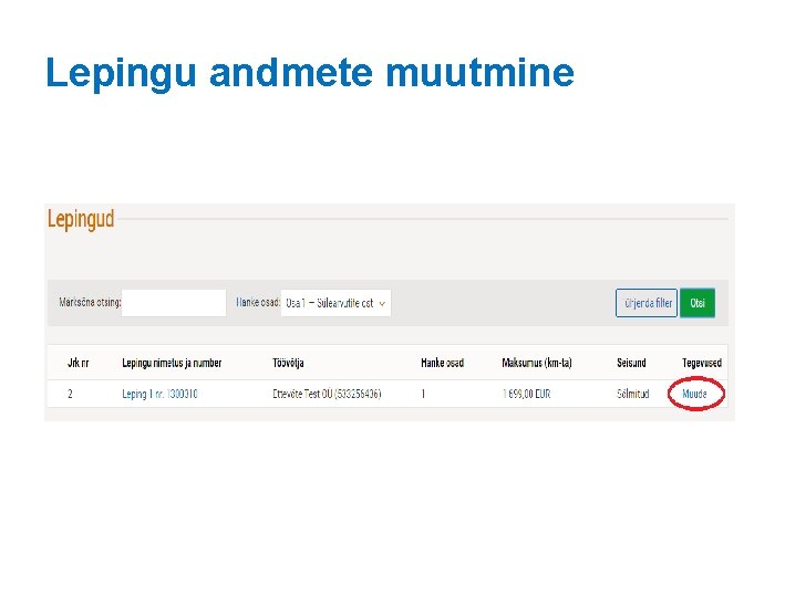 Lepingu andmete muutmine 