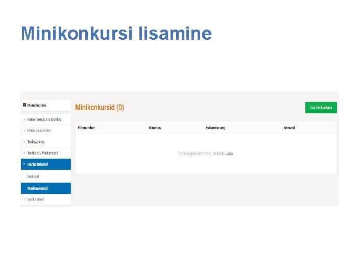 Minikonkursi lisamine 