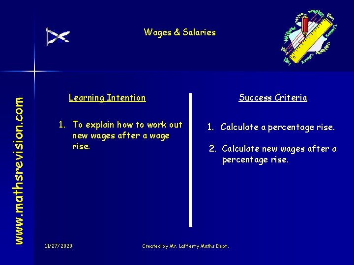 www. mathsrevision. com Wages & Salaries Learning Intention 1. To explain how to work