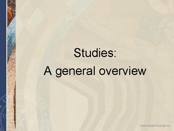 Studies: A general overview www. medschool. pte. hu 
