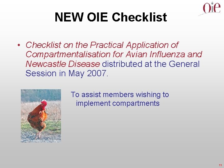 NEW OIE Checklist • Checklist on the Practical Application of Compartmentalisation for Avian Influenza