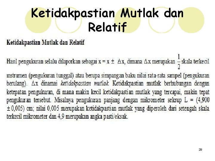 Ketidakpastian Mutlak dan Relatif 29 