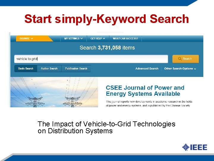 Start simply-Keyword Search The Impact of Vehicle-to-Grid Technologies on Distribution Systems 