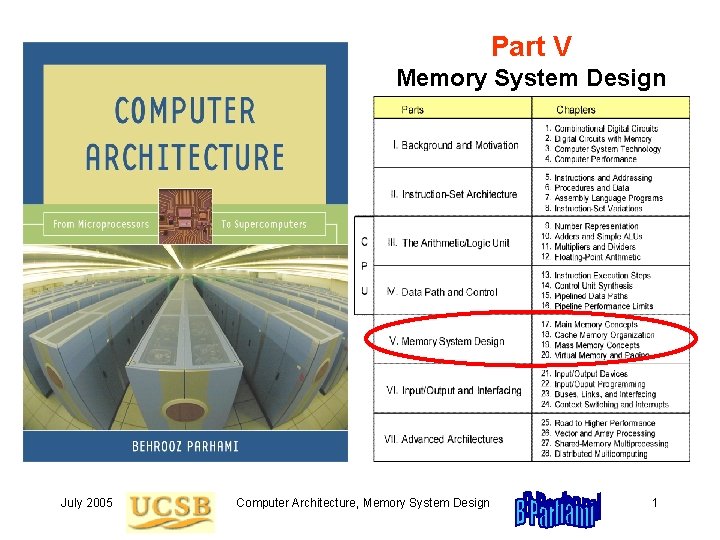 Part V Memory System Design July 2005 Computer