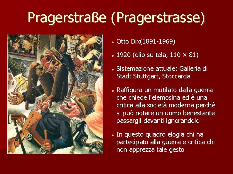 Pragerstraße (Pragerstrasse) Otto Dix(1891 -1969) 1920 (olio su tela, 110 × 81) Sistemazione attuale: