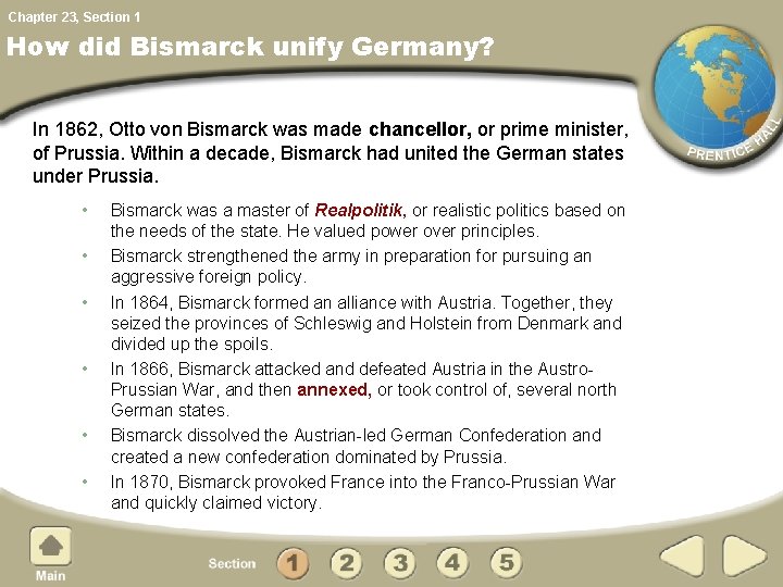 Chapter 23, Section 1 How did Bismarck unify Germany? In 1862, Otto von Bismarck