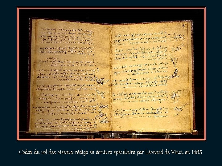 Codex du vol des oiseaux rédigé en écriture spéculaire par Léonard de Vinci, en