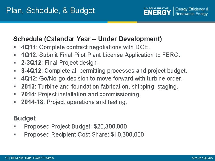 Plan, Schedule, & Budget Schedule (Calendar Year – Under Development) § § § §