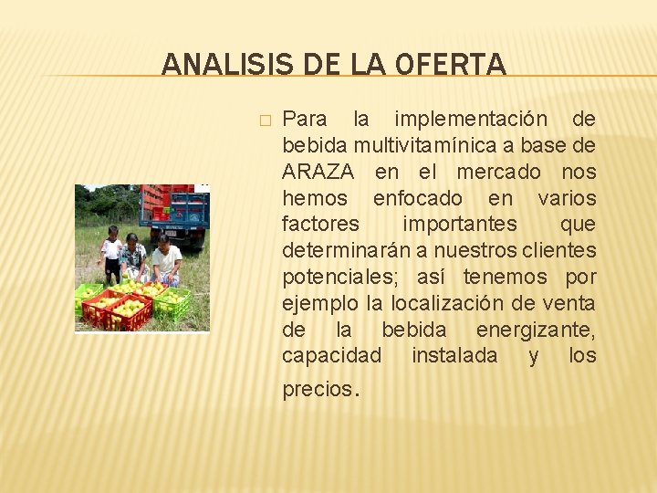 ANALISIS DE LA OFERTA � Para la implementación de bebida multivitamínica a base de ANALISIS DE LA OFERTA � Para la implementación de bebida multivitamínica a base de