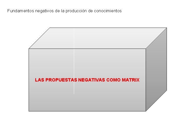 Fundamentos negativos de la producción de conocimientos LAS PROPUESTAS NEGATIVAS COMO MATRIX 